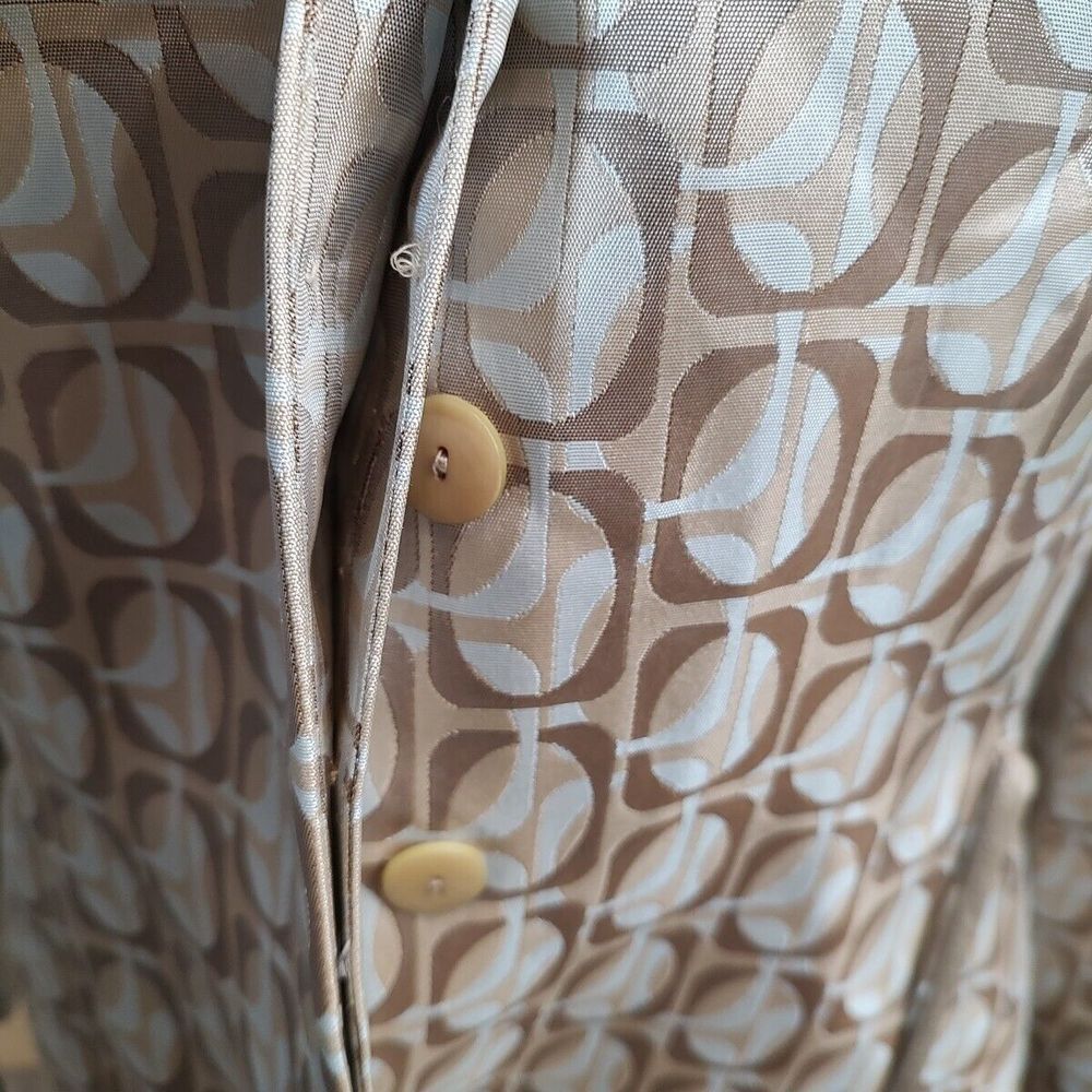 Kay Unger NY Blazer 14 Damask Ivory/Blue Vintage Suit‎ Jacket Y2K Leather Belt - Picture 7 of 11